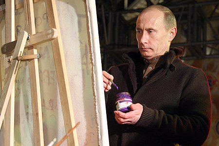 отец народов у холста